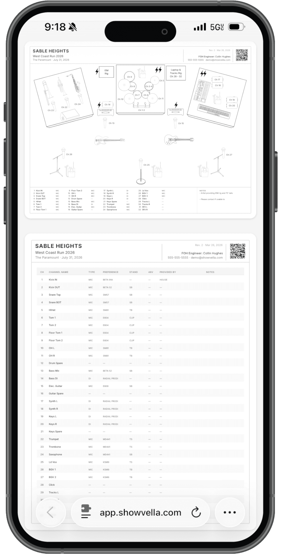 Showvella app screenshot